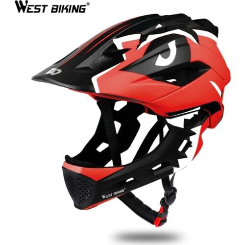 WEST BIKING Cycling Children Helmet 2 In 1 Full Covered Sports Protective Hat Bicycle Equipment MTB Racing Bike Kids Helmets