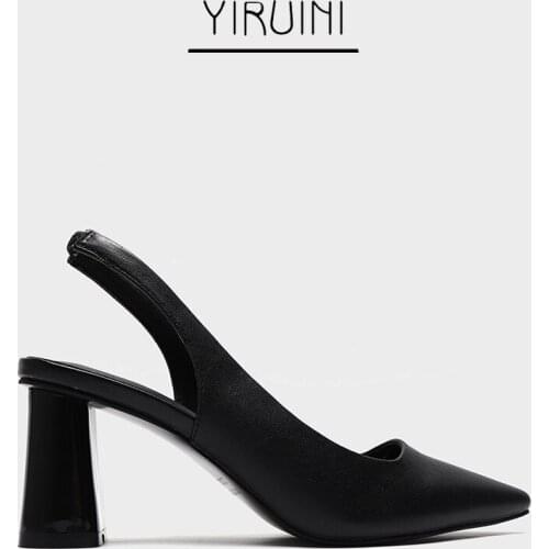 2021 Spring And Summer Style Small Square Head Thick Heel After Occupation Empty Single Shoe Womens Shoes Daily Low-Help Simple