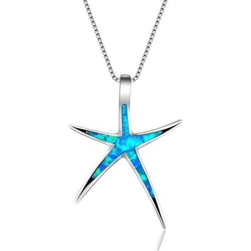 BOEYCJR Colorful Stone Starfish Sea Necklace&Pendant Fine Jewelry Energy Ocean Stone Necklace For Women