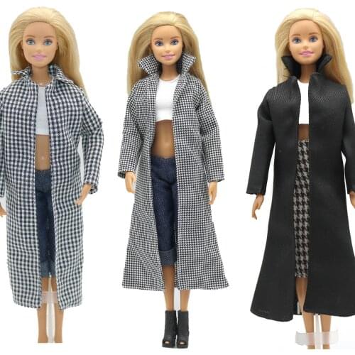 Houndstooth Plaided Winter Coat Handbag for Barbie Doll Clothes Jacket Parka Dress Outfits 1/6 BJD Dolls Accessories Kid DIY Toy