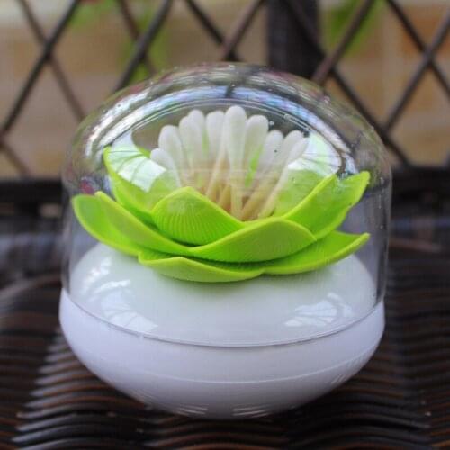 1pc/lot Lotus Cotton swab box cotton bud holder base room decorate Storage Box Pick Toothpick case 4 Colors