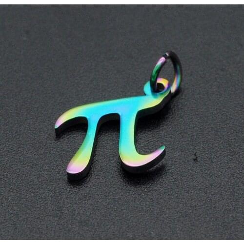 10Pcs/Lot 100% Stainless Steel Rainbow Pi Sign Pendant DIY Necklace For Woman Jewelry Making