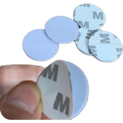 10pcs 25mm 13.56 Mhz RFID Cards IC 3M Sticker Coin Cards FM1108 Chip Compatible S50 For Access Control
