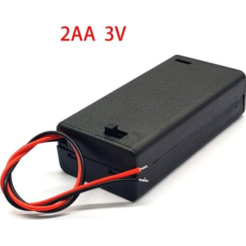 2 AA 3V Battery Case Holder Box Base Socket With Wires,Switch and Cover, Battery Holder 2 X 1.5V