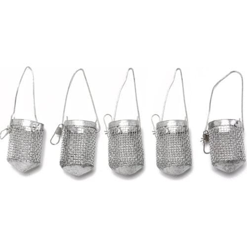 5pcs Rigs Metal Cage Fishing Carp Baits Seawater Fishing Hooks Metal Basket Fishing Gang Lures