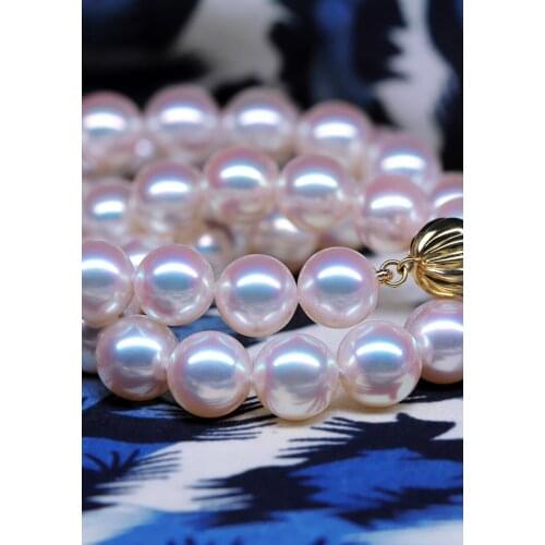 8.5-9mm Pearl Palace flawless round light 100% Japan natural Akoya seawater pearl necklace 18inch