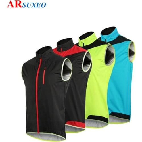ARSUXEO Cycling Vest Sleeveless Windproof Waterproof MTB Bike Bicycle Vest Breathable Reflective Clothing Cycling Jacket