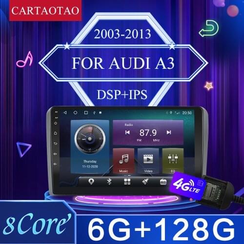 2 din for Audi A3 8P S3 Android 9.0 2003 2004 2005 2006-2013 car radio video Multimedia Player Navigation gps 9inch Radio Audio