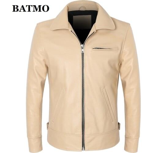 BATMO 2021 new arrival natural cow leather jackets men,Genuine leather coat,plus-size S-4XL TB09