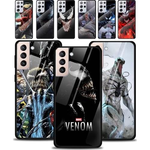 Villain Marvel Venom Tempered Glass Cover For Samsung Galaxy S21 Plus Ultra M21 M31 M51 A52 A72 Phone Case Coque
