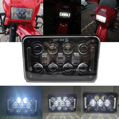 Black 4X6 Inch Motorcycle LED Headlight DRL Halo Replacement Headlamp for Honda Suzuki Peterbil Kenworth Freightinger H4651 H465