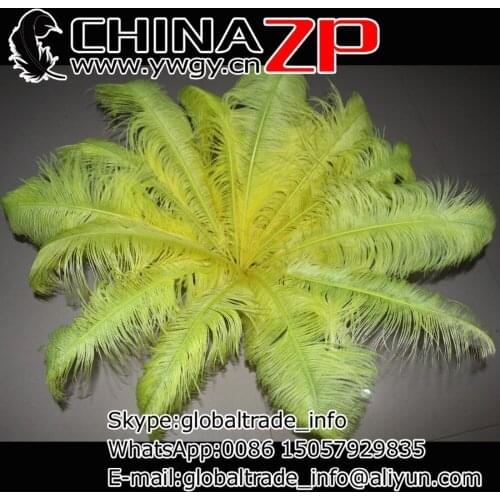CHINAZP Factory Size 65~70cm (26"~28") 50pcs/lot Top Quality Dyed Light Yellow Ostrich Feathers