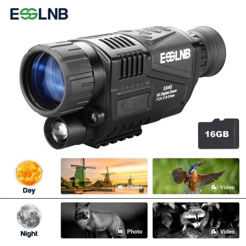 5X40 Night Vision Goggle 100% Darkness Visible Infrared Digital Monocular with Rechargeable Battery 200M Range Hunting NVG 8G