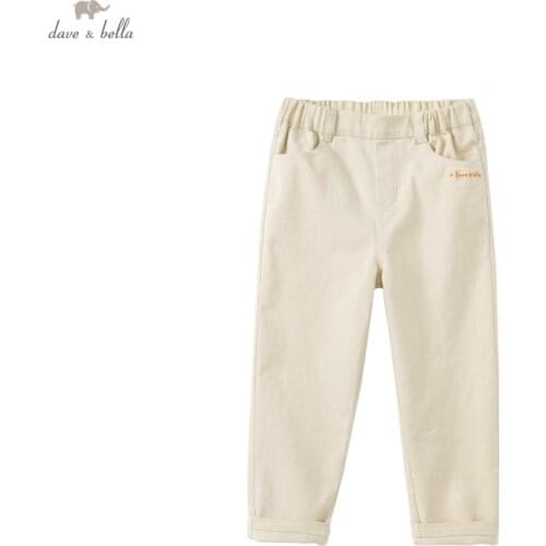 DKD18370-2 dave bella autumn 5Y-13Y kids girls fashion solid pockets pants children boutique casual full-length pants