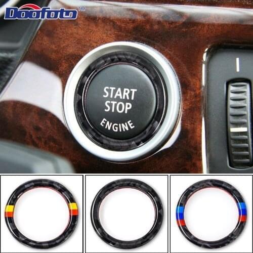 For BMW E87 E90 E92 E93 1 3 5 Series Car Engine Start Stop Ring Carbon Fiber M Sport Car Accessories Start Stop Button