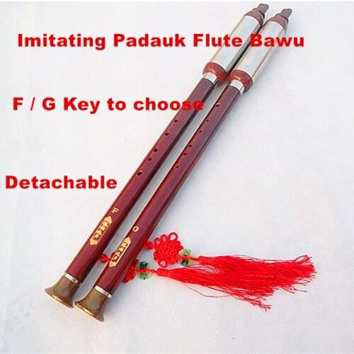 Vertical Playing Bawu Flute F/G Key Flauta Bawu Handmade Detachable BauImitating Padauk Bawu Folk Instrument Bawu for Beginner
