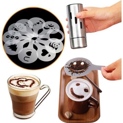 Coffee Mold Coffee Tools Accessories Fancy Coffee Printing Model Food Grade Plastic Drawing Mould Christmas Cookie Stencil Set