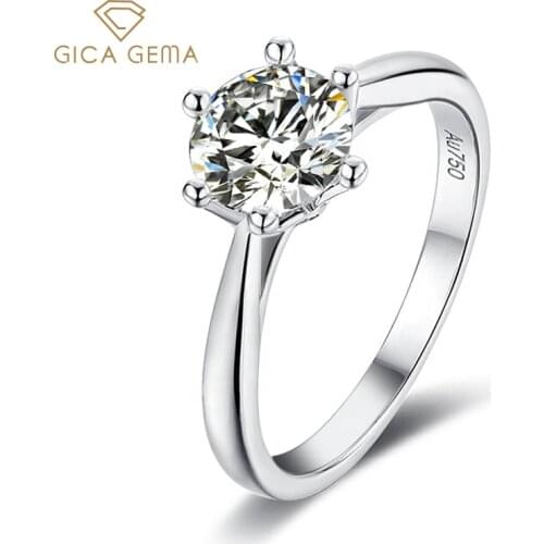 GICA GEMA Luxury Female Round Ring For Women 100% Real 925 Sterling Silver Engagement Moissanite Diamond Fine Jewelry