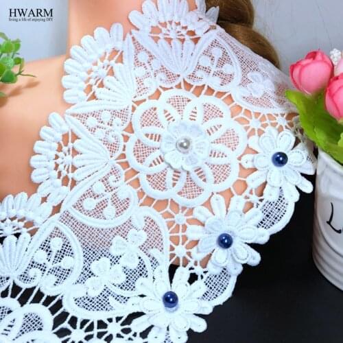 HWARM 10yard 15cm African 3D Lace For Craft Fabric With Rhinestone Beads Skirt Sewing Trim Accessories DIY Wedding Decoration