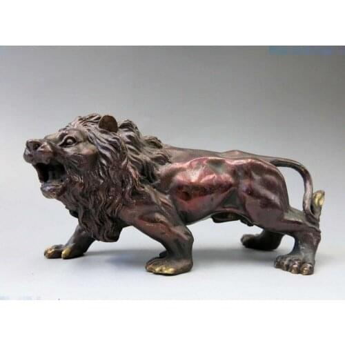 China bronze sculpture carved fine copper beautiful lucky Foo Dog lion Statue