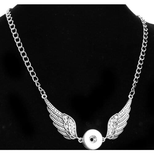 Wing 18mm angel snap button jewelry Necklace wholesale XH6535