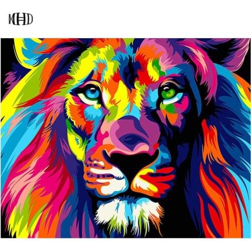 MHD Full square /round DIY 5D Diamond Painting Color tiger embroidery cross stitch diamond mosaic painting