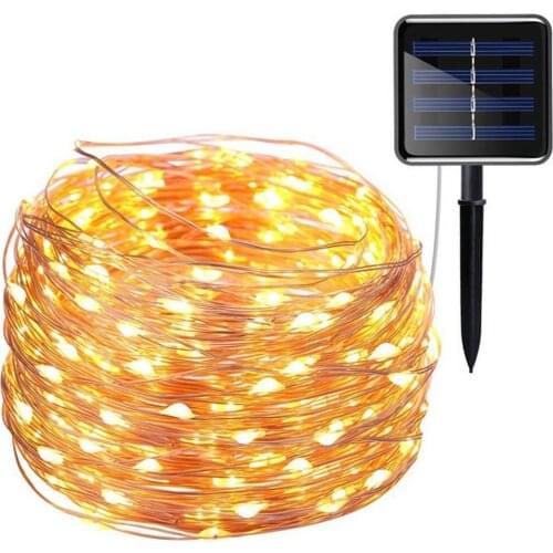 100LED Solar Copper Light String Outdoor Waterproof Lawn Decorative Light String for Christmas Garden Wedding Party