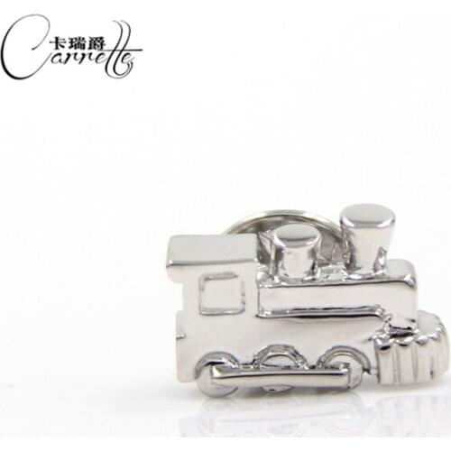 2 pieces Free shipping Metal business mens brooch Fun locomotive shape brooch collar buckle