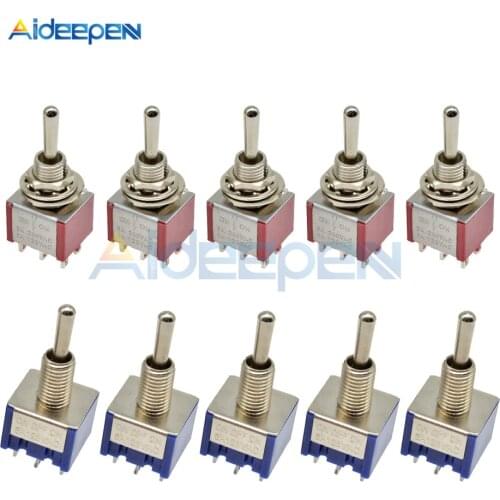 5pcs 10pcs Mini Auto MTS-203 Toggle Switch 6 Pins 3 Position Latching MTS203 ON-OFF-ON 125VAC 6A/5A 250VAC 3A/2A Mounting