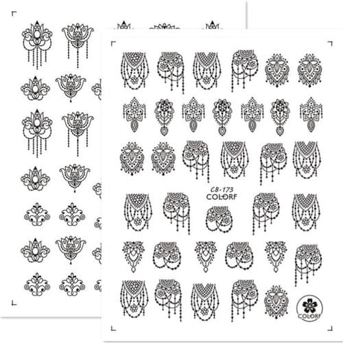 Newest CB173 174 black design 3d nail sticker Japan style nail decal stamping template back glue DIY nail decoration wraps