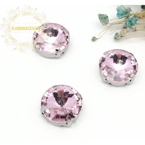 New! Best-selling Circular Satellite Pink Crystal Glass Sewing Rhinestones Whith Claw DIY Jeans Woman and Wedding Dresses