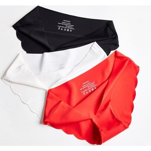 Richkeda Store New 2021 3pcs/set Seamles Ice Silk Panties Sexy Low-rise Briefs For Women Ultra-thin Underwear G-String Female