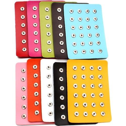 New Snap Jewelry 12MM Snap Button Display 10 Colors Black Leather Snap Display for 24pcs & 88pcs Snap Buttons Display Holder