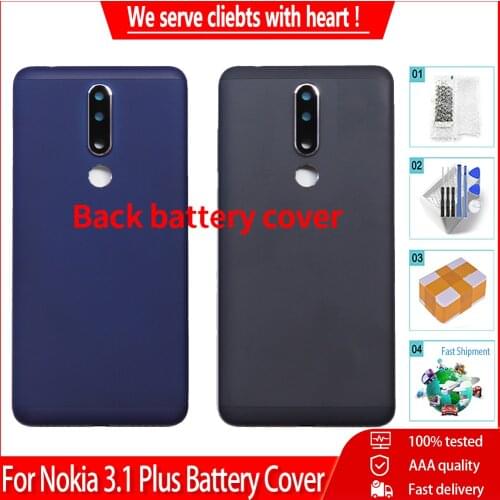 Original Housing For Nokia 3.1 Plus Matel Back Battery Cover Dual SIM Card With Side Keys and Camera Glass Lens Repair Parts