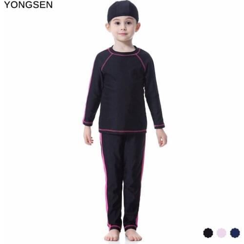 YONGSEN Sports Modest Muslim Swimsuit Plus Size Hijab 2020 Burkinis Full Coverage Swimwear 3 Pieces Islamic Long sleeve Bathing