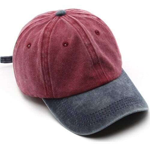 Vintage Washed Distressed Cotton Baseball Cap Vintage Contrast Color Dad Hat
