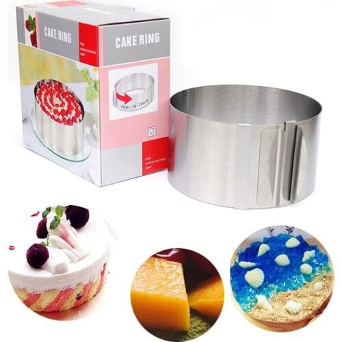 16-30CM Retractable Stainless Steel Circle Mousse Ring Baking Tool Set Cake Mold Size Adjustable Dessert cake decorating tools