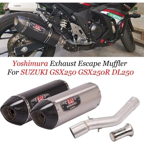 YOSHIMURA For SUZUKI GSX250 250R DL250 Motorcycle Exhaust Modified DB Killer Carbon Fiber Muffler Stainless Steel Mid Link Pipe