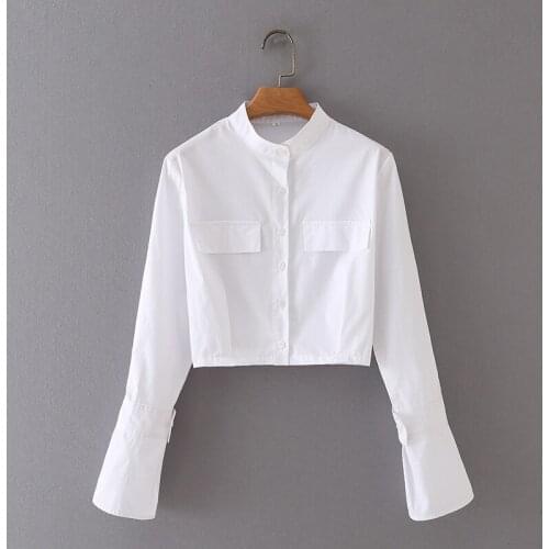 JC·KILIG 2021 White Crisscross Poplin Womens Shirt X6055