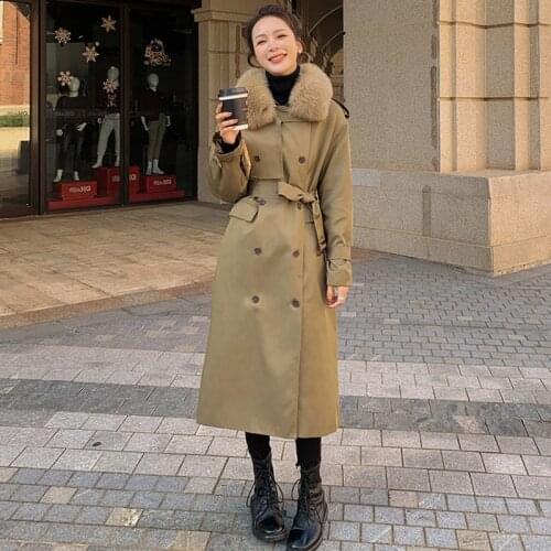 Womens Cotton-padded Long Pai Overcome Winter Korean Jacket Long Thick Loose Big Fur Collar Solid Color Down Female New Coat