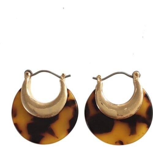 ZWPON Fashion Round Leopard Resin Hoop Earrings for Women Fashion Large Tortoise Statement Earrings Female Jewelry Wholesale