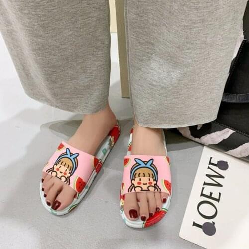 New Anime Ladies Summer Home Slippers Flip Flops Kawaii Shoes for Women 2021 Fashion Slides Cartoon Beach Bedroom Flats Indoor