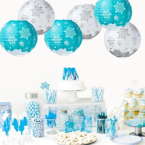 1pc 25cm Round Snowflake Hanging Paper Lantern Snowflake fans Birthday Party New Year Christmas for Home Decorations