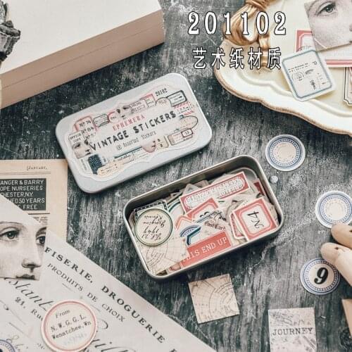 100 PCS Vintage Travel Ticket Tin Box Label Stickers Decorative DIY Diary Planner Scrapbooking Journal Material Stationery