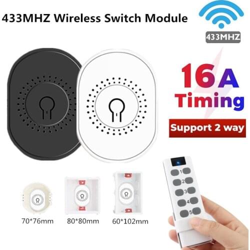 16A Mini 433MHZ Wireless Switch Module Support 2-way Control Timing Function On-off Switch With Wireless Remote Controller