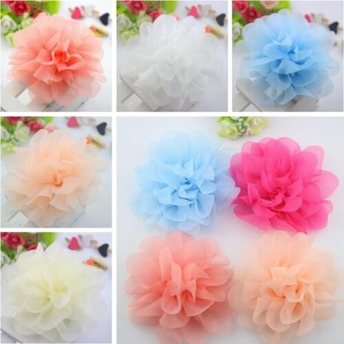 20pcs/lot wholesale Mini chiffon flower,11cm fabric flower for hairclips,single flower in flatback