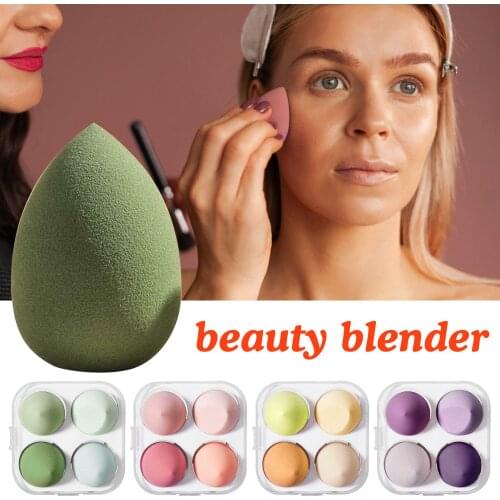 4PCS Drop-shaped Makeup Puff With Box Foundation Sponge Egg With Slope 3 Different Shape Beauty Tool For Dry&Wet Makeup Beauty