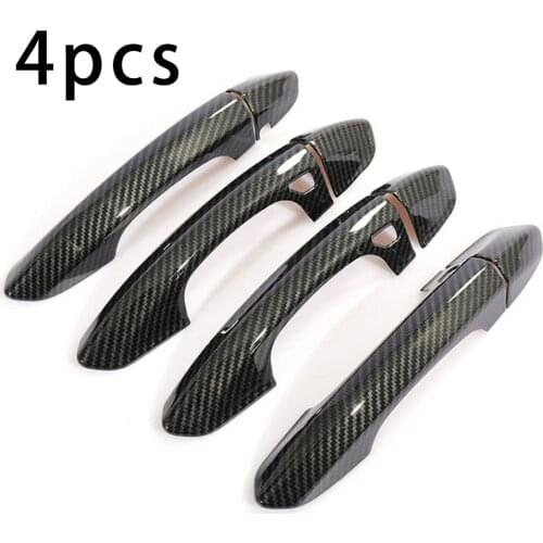 4Pcs High Quality ABS Handle Cover For Ford Mustang 2015-2020 Carbon Fiber Car Outer Door Handle Cover Trim