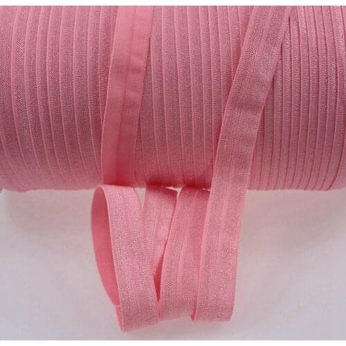 5/8 Solid fold over elastic-#210 Coral Rose-Shiny Plain colors fold over elastic