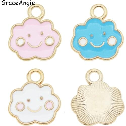 6pcs Gold Zinc Alloy Charms Cute Smile Cloud Shape Charms Pendant For DIY Necklace Jewelry Making Finding Accessories 3Color